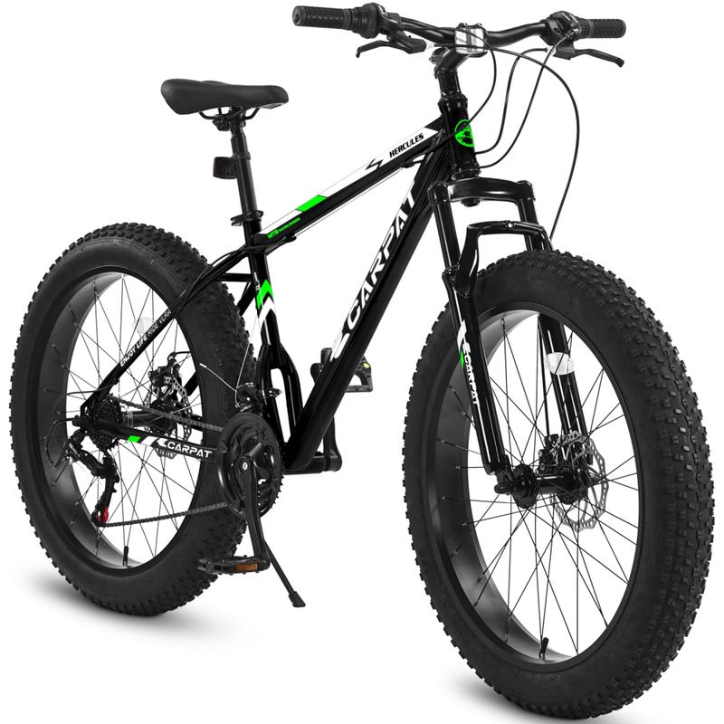 S26109  26 Inch Fat Tire Bike Adult Youth Full Shimano 21 Speed Mountain Bike, Dual Disc Brake, High-Carbon Steel Frame, Front Suspension, Mountain Trail Bike, Urban Commuter City Bicycle bike