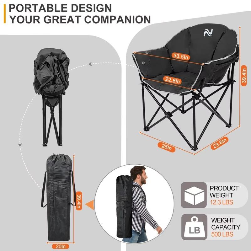 [The Best Item] Docred Heated Camping Chair w Lumbar Support,Adults Padded Portable Camping Chair Outdoor Heated Chair, Carry Bag, Black