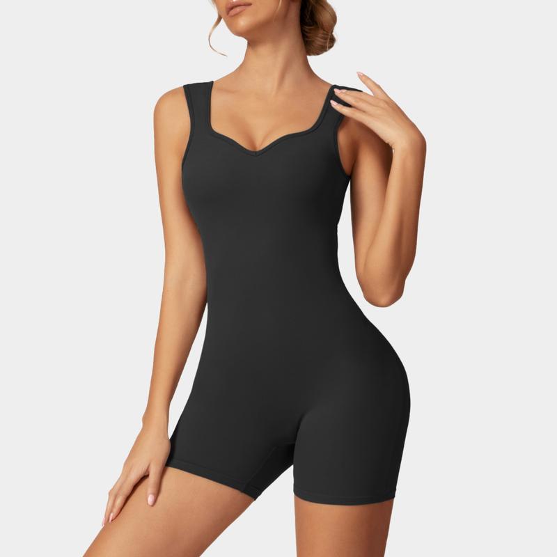 OEAK Sweetheart Collar Sleeveless Jumpsuit Women Overalls Workout Sexy V Waist Scrunch Control Bodycon Scrunch Butt Yoga Romper