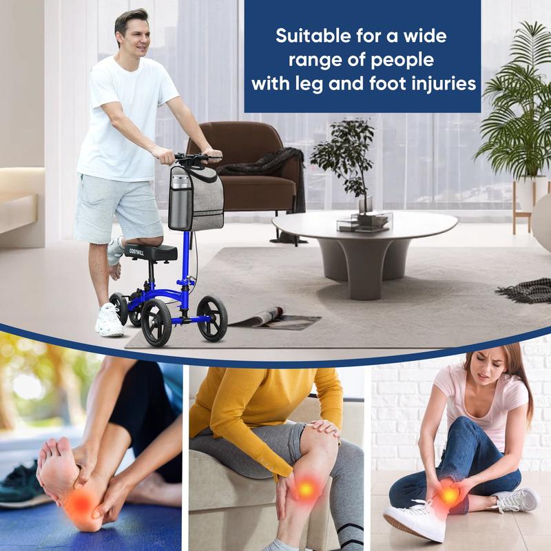 Steerable Knee Scooter,Economy Knee Walker,All Terrain Foldable Medical Scooter for Foot Injuries Crutches Alternative,Black