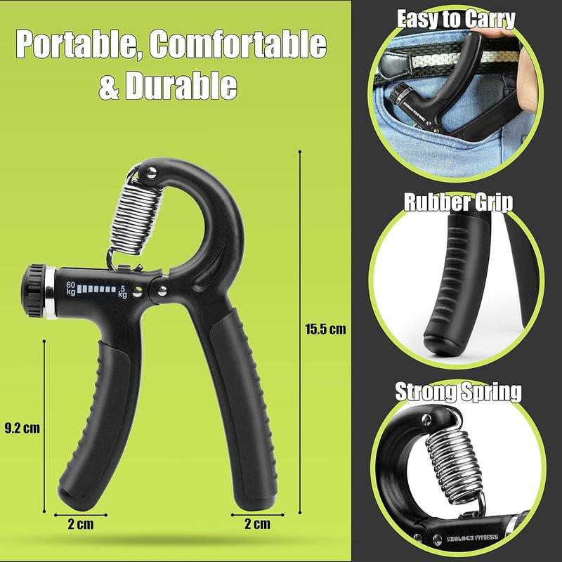 5-60 kg Grip Strengthener Exerciser  Adjustable Hand Grips Strengthener with Stainless Steel Spring for  Wrists, Fingers, Forearm, Hands