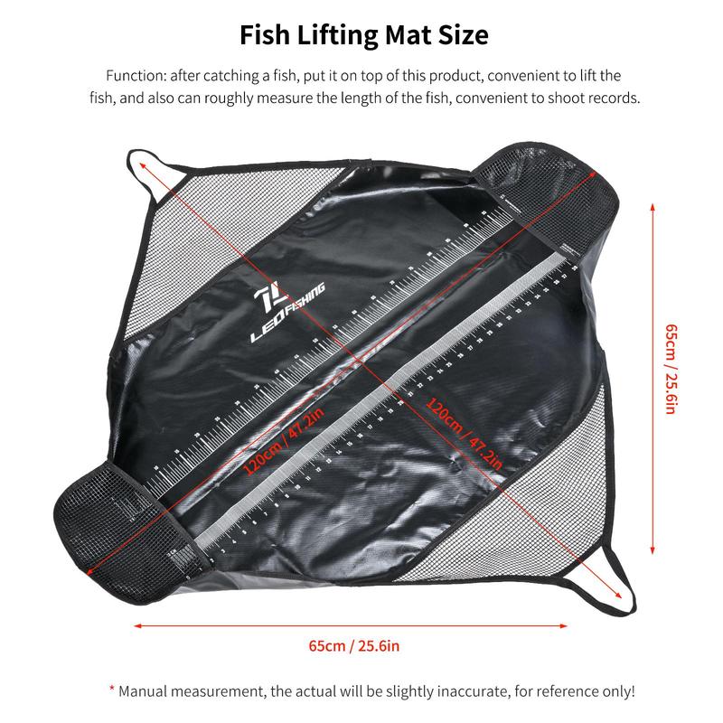 Fishing Tournament Weigh in Fish Bag, Folding Weigh Sling Fish Bag with Strong Nylon Handles & Ruler, Tournament Fish Bags, Fishing Accessories