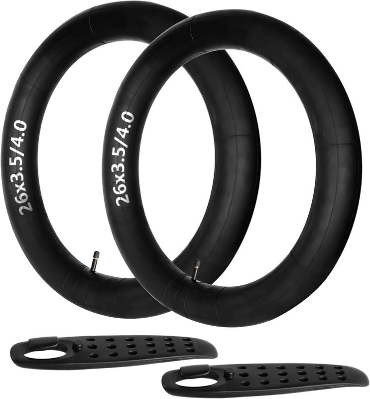 2 Pack 20 26 Inch Fat Bike Tubes, 20x4.0 26x4 Heavy Duty Bicycle Tube with 2 Tire Levers, 20, 26 x 3.5 4.0 AV 32mm Schrader Valve Premium Butyl Inner Tube for EBike, Electric Mountain Bike