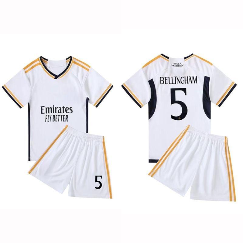 24 Season Madrid Home Jersey Children'S Football Uniform Set No. 5 Bellingham Fan Version White Classic Jersey