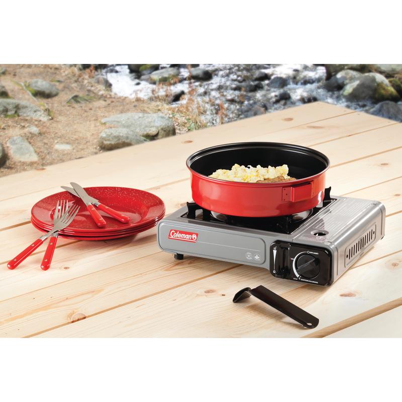 Gray Tabletop Portable Butane Gas Camping Stove with 1 Burner