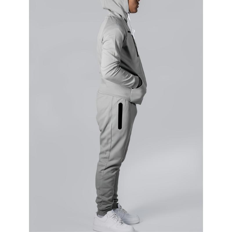 Men's 2-Piece Tracksuit Set - Stylish Zip-Up Hooded Sweatshirt and Matching Joggers - Comfortable Athletic Wear for Running and Fitness