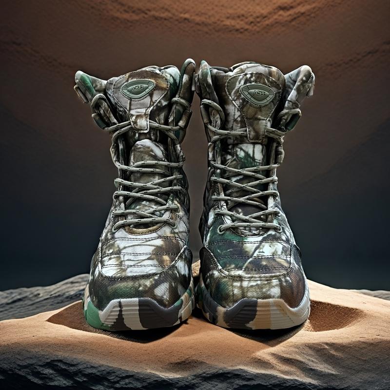 Men's High-Top Camouflage Hiking Boots-Waterproof, Non-Slip, Durable and Comfortable for Outdoor Use | Cross-Season Wear-Resistant Sole, Lace-up