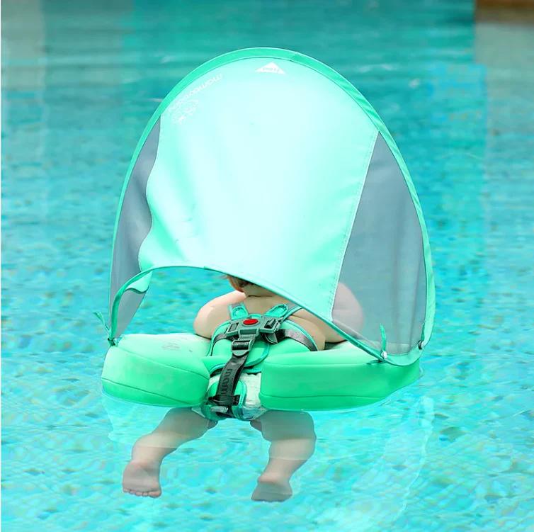 Baby Swimming Float With Canopy Inflatable Infant Floating Ring Kids Swim Pool Accessories Circle Bathing Summer Toys SPU