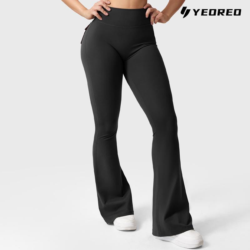 YEOREO Women's Flared Leggings with Pockets Women's Fitness Leggings Butt Lifting Fitness Yoga Leggings exercise pants activewear outdoor athletic