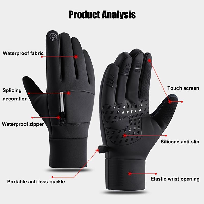 Men's Winter Outdoors Warm Gloves, Windproof and Waterproof Touch Screen Gloves, Non-Slip Cold-Proof Gloves, Suitable for Outdoor Running, Cycling, Skiing, Fishing and Driving