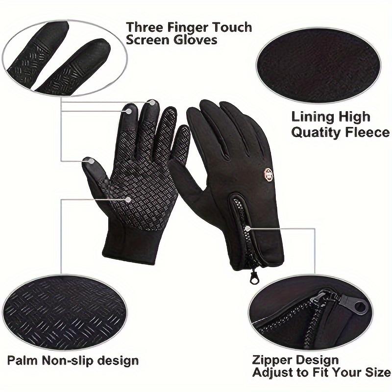 1 Pair of Ximaxa Men'S Thermal Winter Gloves, Waterproof Windproof Full Finger Sporty Gloves with Touchscreen, Non-Slip Wear-Resistant Polyester Knit Fabric for Skiing, Running, Cycling