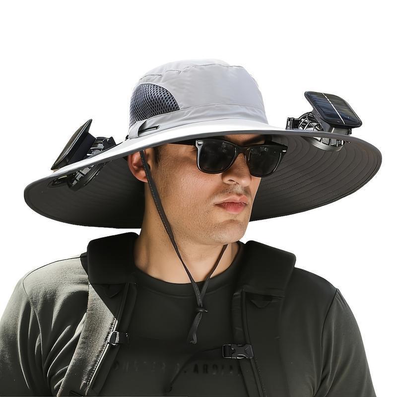 Seasonal Specials - Wide-Brimmed Solar Fan Outdoor Fishing Hat, Solar and USB Charging, Long Battery Life Windy Fan Hat