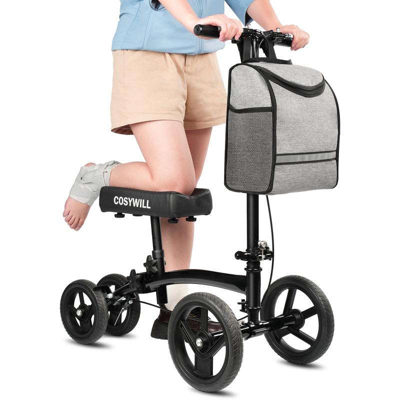 Steerable Knee Scooter,Economy Knee Walker,All Terrain Foldable Medical Scooter for Foot Injuries Crutches Alternative,Black