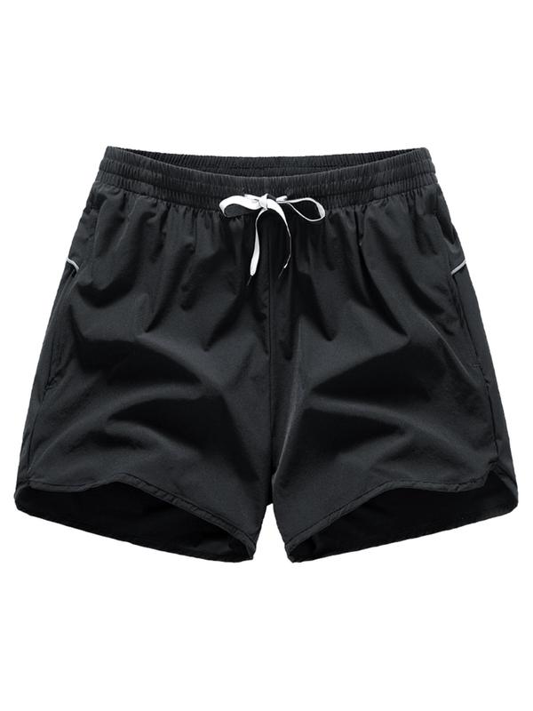 Men's Solid Drawstring Waist Sports Shorts, Sporty Quick Drying Breathable Pocket Design Shorts, Gym Shorts, Casual Comfy Sports Shorts for Gym Workout Running, Men's Summer Sportswear