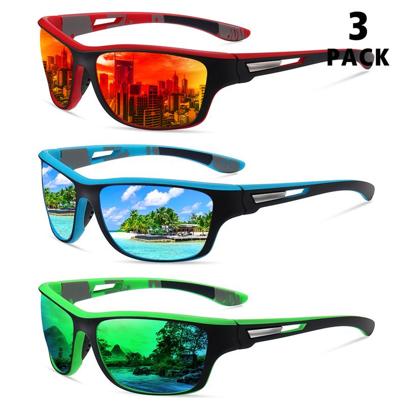 3pair Polarized Sports Sunglasses for Men Cycling Running Fishing Driving Baseball UV Protection Men Glasses glass for 3pairs sime plastic knife sunglass cool sunglasses sunshades stylish eyewear square sunglass Polarized Square