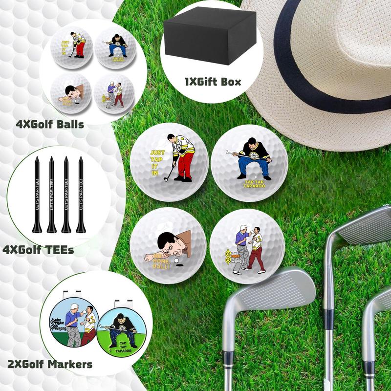 Funny Golf Ball Set, Including 4 Golf Balls, 4 Tees & 2 Markers, Golf Accessory for Men, Perfect  Game  Gifts for Golf Lovers, Christmas Gift