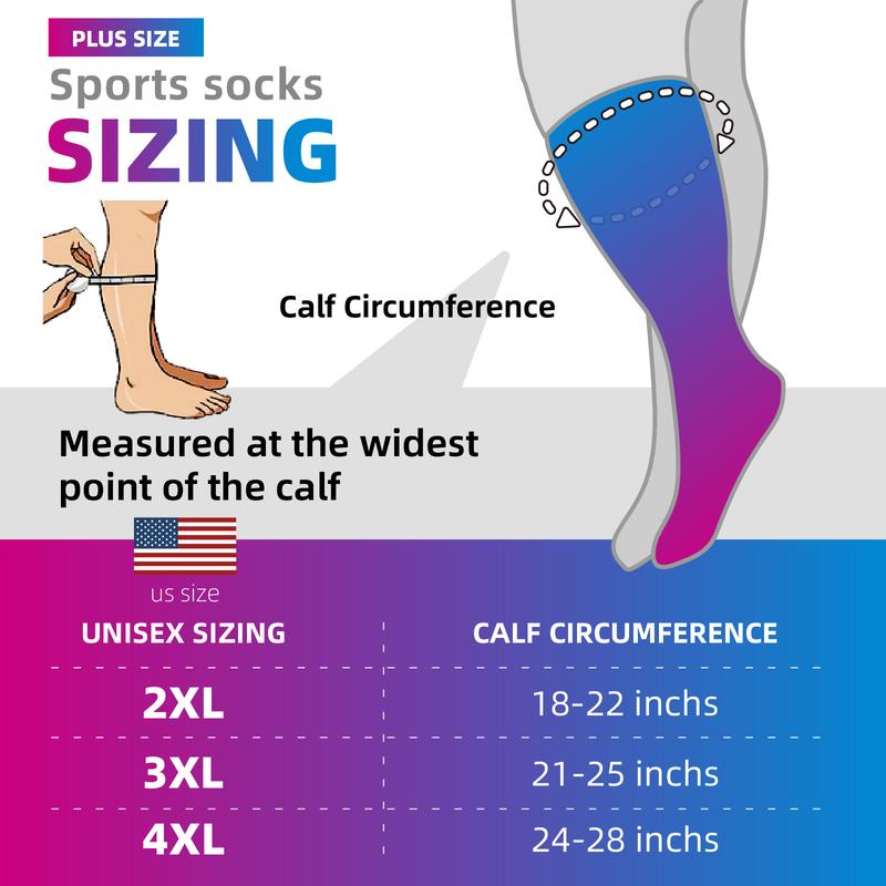 OLENNZ Plus Size Sports Socks for Women and Men - Knee High Stockings for Running