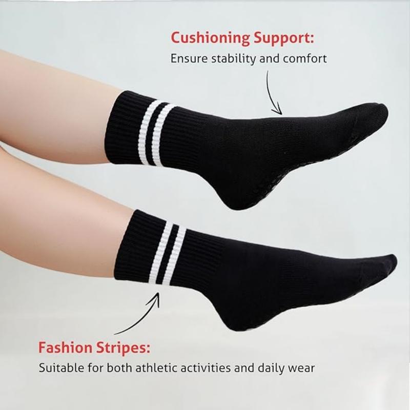 3 pairs of ladies Pilates garter grip socks, pure ballet grip socks, suitable for yoga, ballet, dance, barefoot workout, gym, hospital, home Non Slip