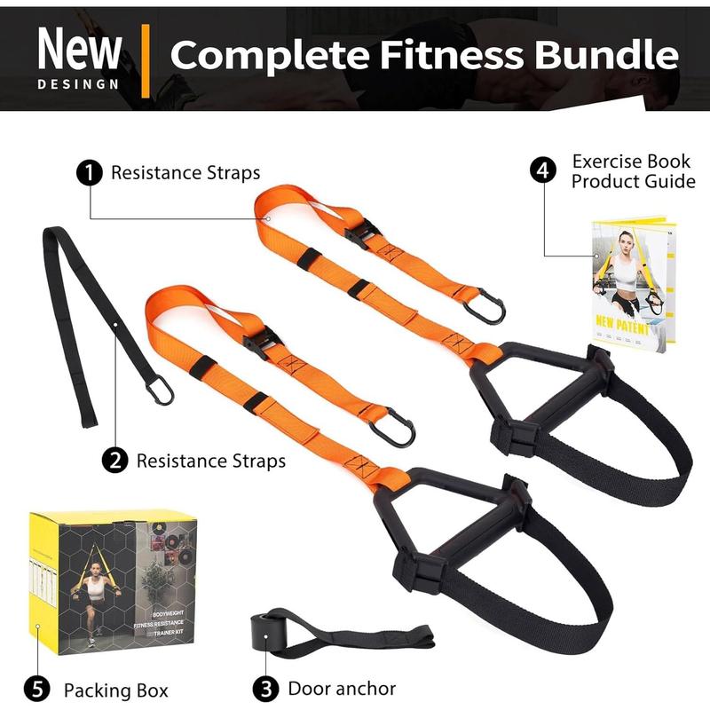 Bodyweight Resistance Training Straps,Suspension Training Straps Complete Home Gym Fitness Trainer kit for Full-Body Workout Easy Setup Gym Home Outdoors