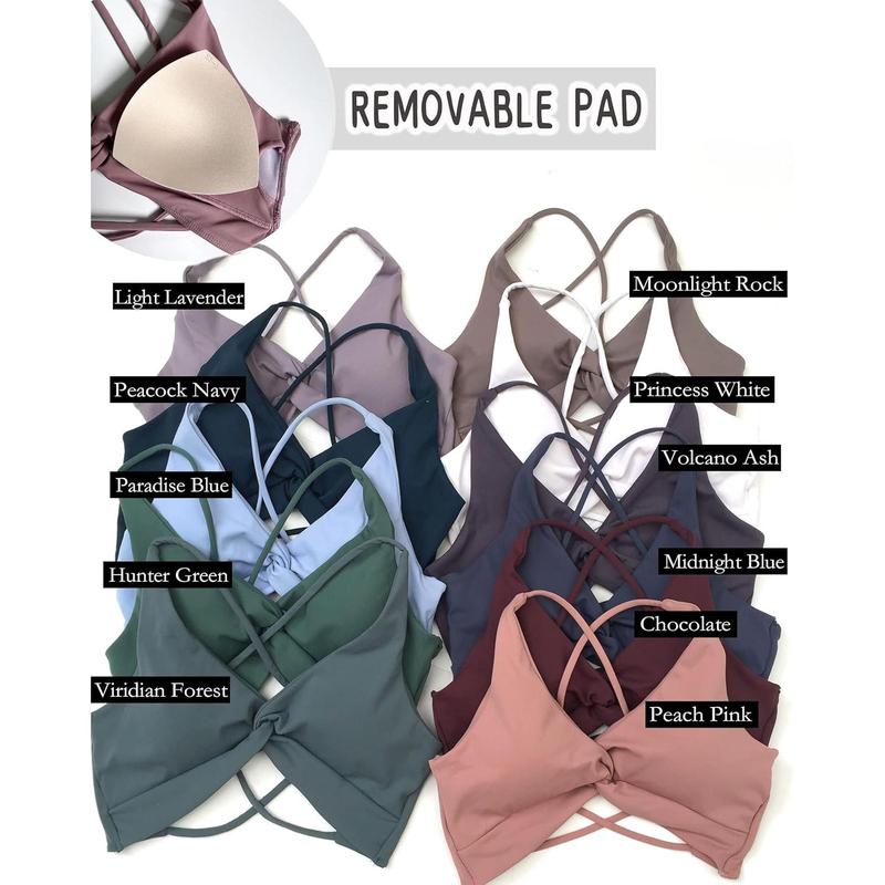 Backless Sports Bra Soft Workout Tops with Removable Padded Yoga Training Bras Strappy Going Out Top