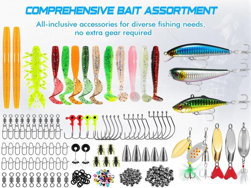 137Pcs Fishing Lures Tackle Box with Accessories - Bass Freshwater Bait Lure Gear Kit for Men