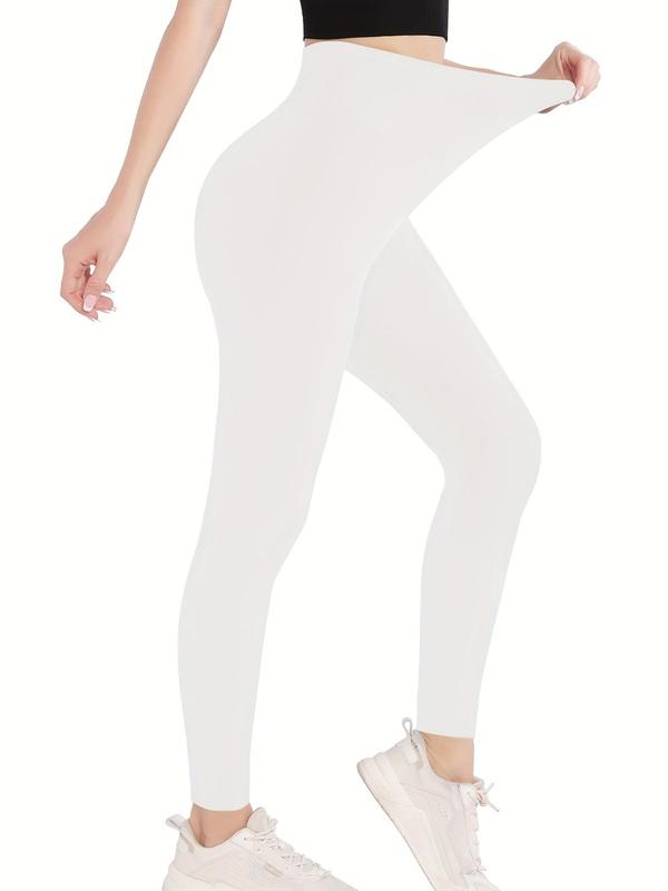 Women's High Waist Solid Crop Leggings, Casual Comfy Skinny Pants for Yoga Gym Workout, Women's Bottoms for All Seasons