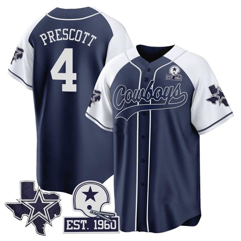 Dak Prescott#4CowBoys Navy Football Baseball Jersey, Sport Jersey Shirt, Perfect Gift for Sports Lovers, Summer Sportswear for Him and Her, Ideal Gift for Baseball Fans