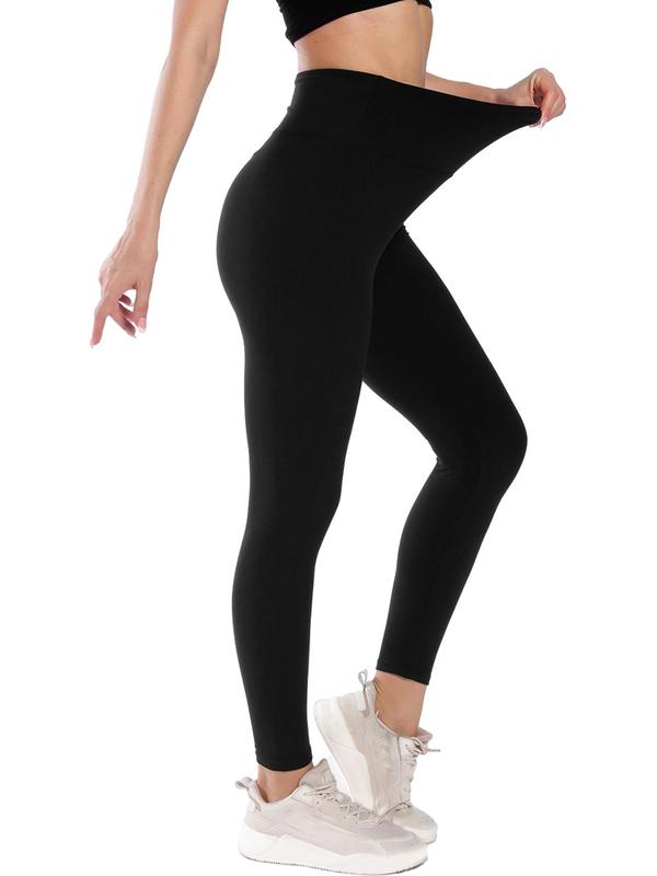 Women's High Waist Solid Crop Leggings, Casual Comfy Skinny Pants for Yoga Gym Workout, Women's Bottoms for All Seasons