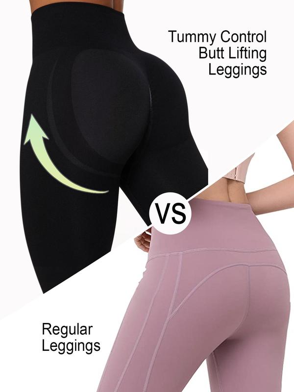 Women's Seamless High Waist Sports Leggings, Solid Tight Fitting Yoga Leggings, Ladies Sportswear Clothing for Indoor Outdoor Wear, Clothes Women