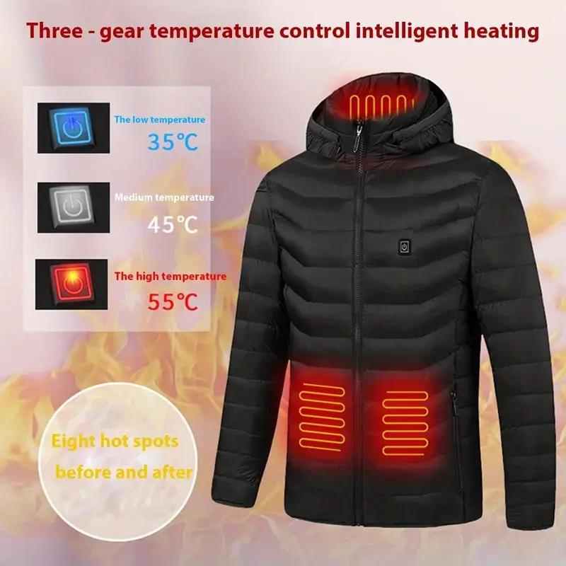 USB Heated Outdoor Jacket - Unisex Design with Removable Hood, Perfect for Sports and Cold Weather ski jacket winter jacket ski jacket winter jacket