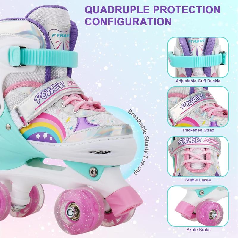 Roller Skates for Girls    Beginners, Adjustable 4 Sizes Roller Skates for Adult and Youth with All Light Up Wheels, Patines para ninas for Outdoor Indoor