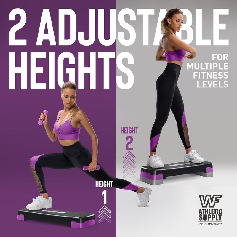 Tone Fitness Aerobic Stepper Adjustable Height 2 Level Risers Workout Exercise Step Platform Trainer for Home Gym Exercise Fitness