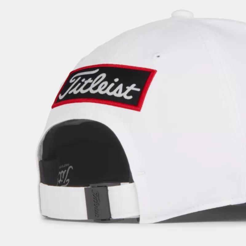 Titleist Men's Tour Performance Golf Hat - Black White - Structured Front Panel - Stretch Clasp Closure