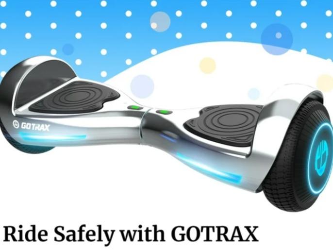 Gotrax Bluetooth Hoverboard with Chrome Finish – 6.2mph, Lightweight Design, for Ages 8+ and 176lb Weight Capacity