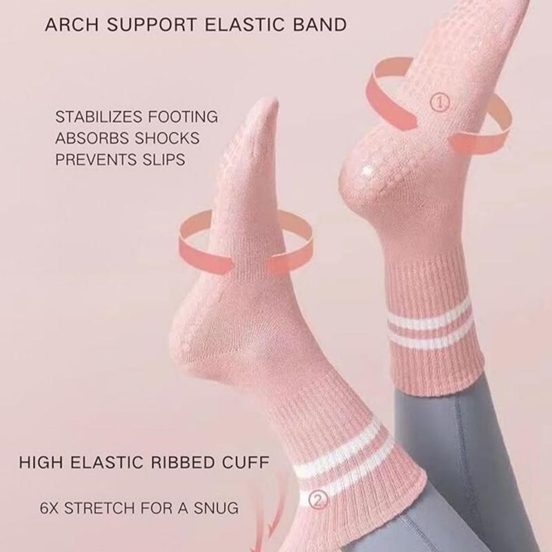 3 pairs of ladies Pilates garter grip socks, pure ballet grip socks, suitable for yoga, ballet, dance, barefoot workout, gym, hospital, home Non Slip