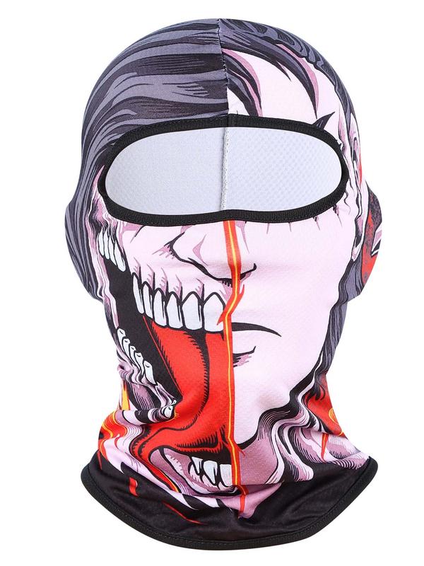 Unisex's Cartoon Print Full Face Mask, Breathable Sun Protection Cycling Face Mask, Sports & Outdoor Hat for Men & Women