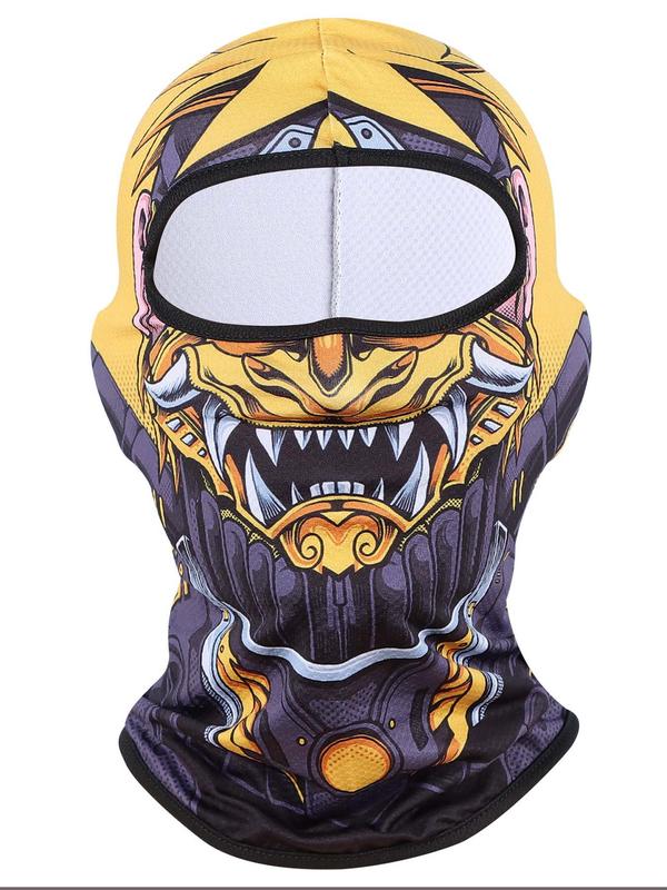 Unisex's Cartoon Print Full Face Mask, Breathable Sun Protection Cycling Face Mask, Sports & Outdoor Hat for Men & Women