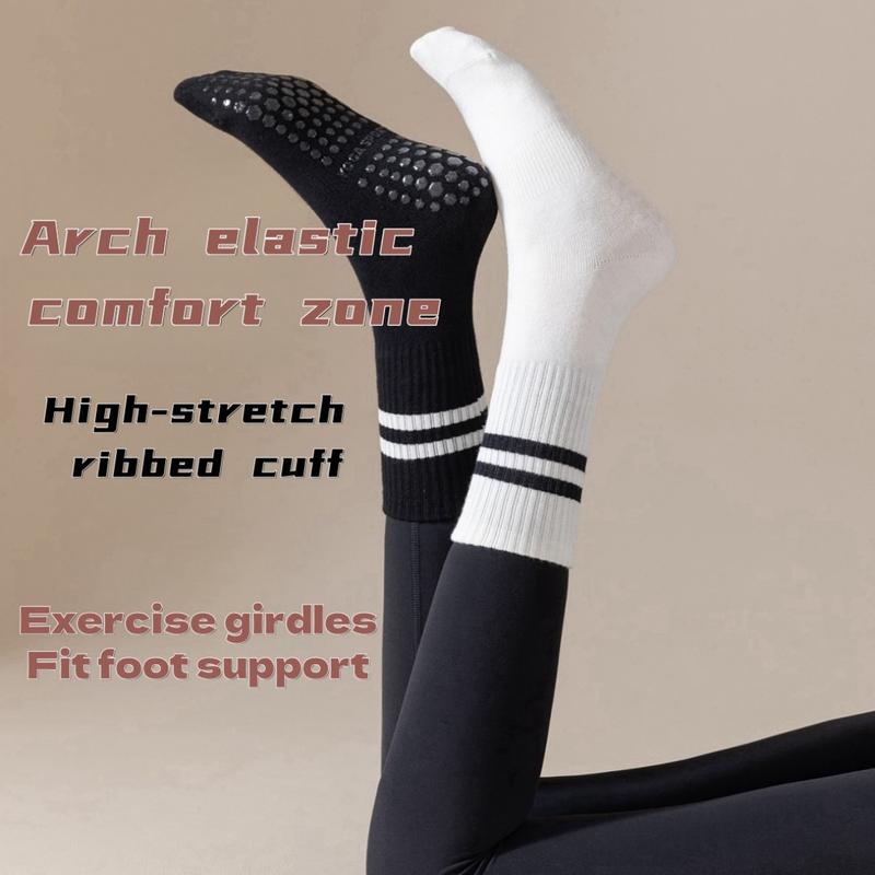 3 pairs of ladies Pilates garter grip socks, pure ballet grip socks, suitable for yoga, ballet, dance, barefoot workout, gym, hospital, home Non Slip