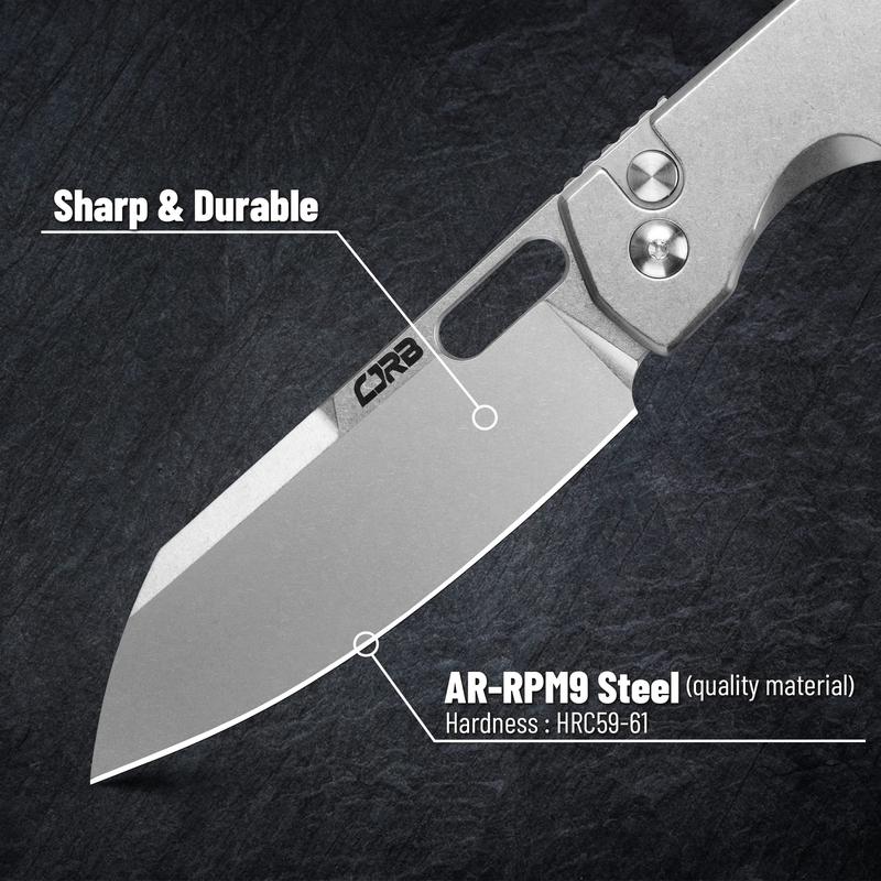 CJRB Ekko Knnives AR-RPM9 Steel Blade for Men Outdoor, Survival, Camping and EDC Gift