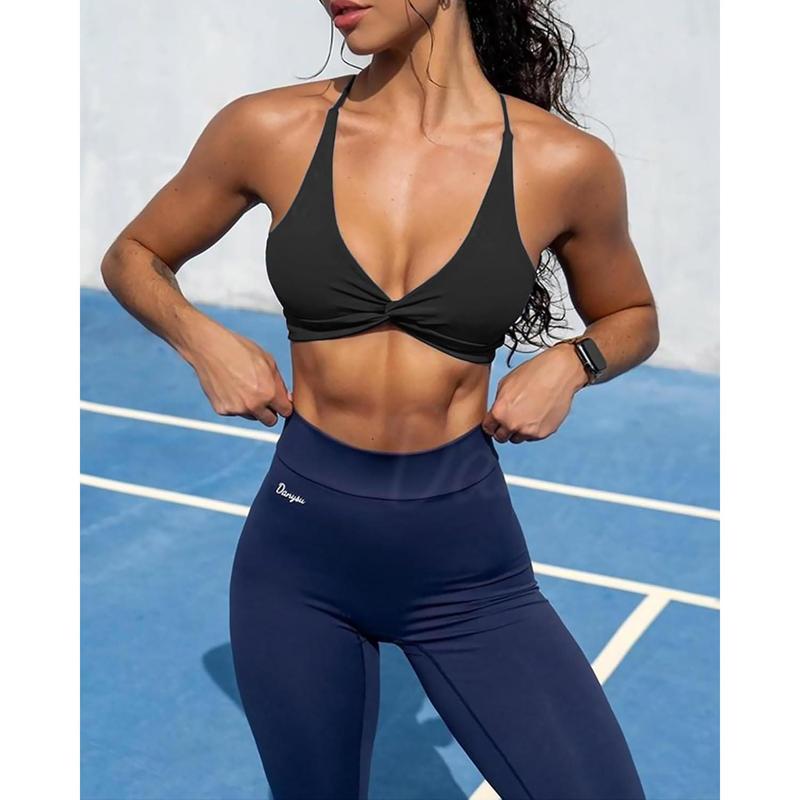 Backless Sports Bra Soft Workout Tops with Removable Padded Yoga Training Bras Strappy Going Out Top