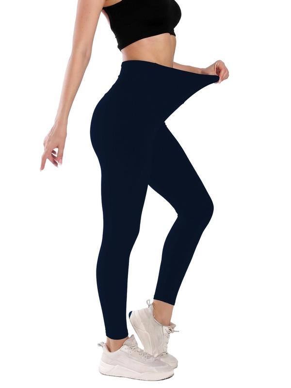 Women's High Waist Solid Crop Leggings, Casual Comfy Skinny Pants for Yoga Gym Workout, Women's Bottoms for All Seasons