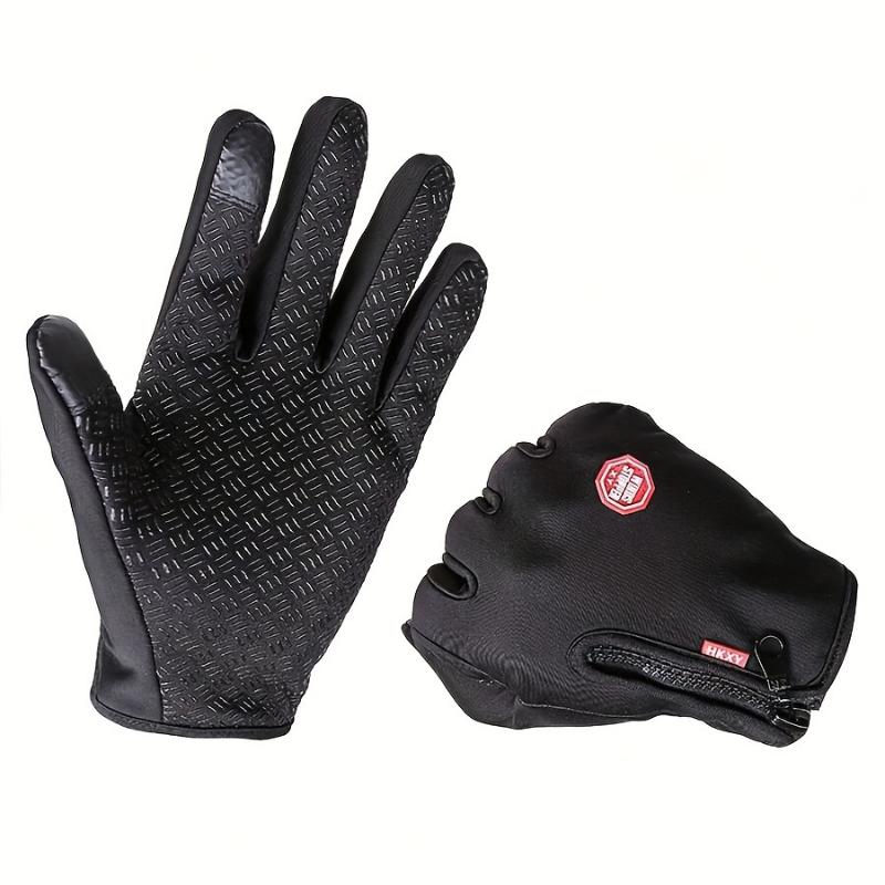 Winter Touchscreen Gloves - Windproof, Waterproof & Warm for Cycling, Fishing, Running | Zip Closure, Knit Fabric