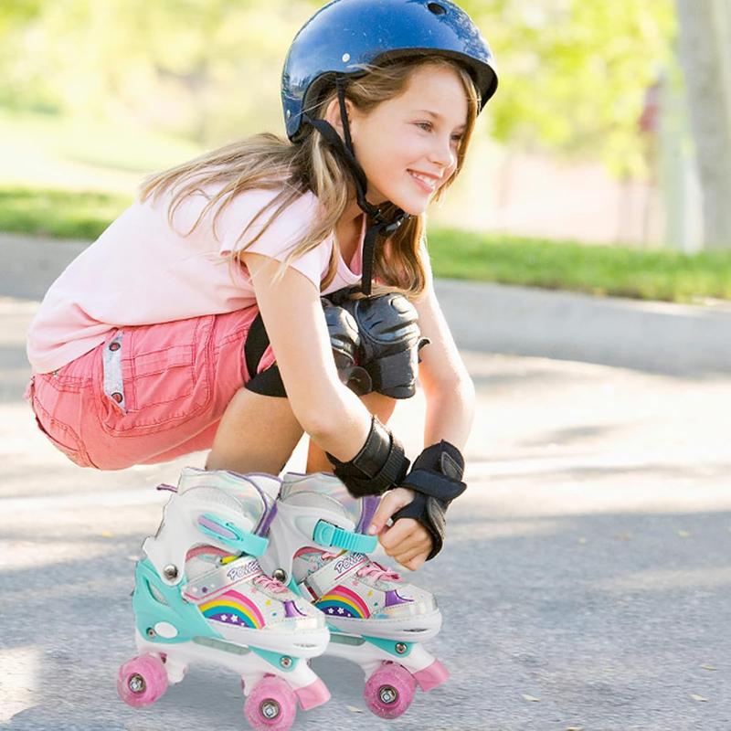 Roller Skates for Girls    Beginners, Adjustable 4 Sizes Roller Skates for Adult and Youth with All Light Up Wheels, Patines para ninas for Outdoor Indoor