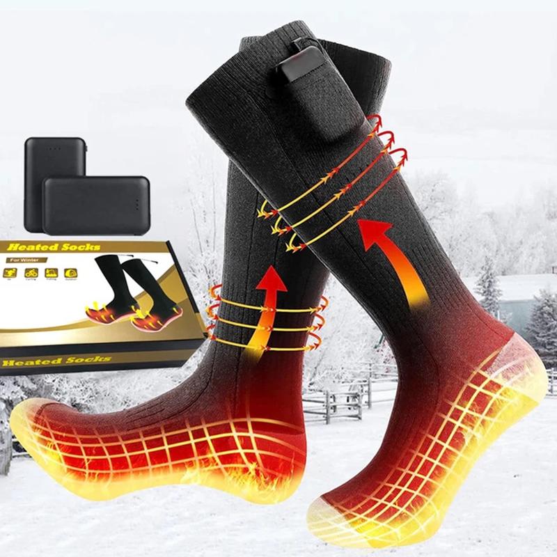 4000mAh Winter Electric Heated Sock Thermal Skiing Outdoor Feet Warmer Men Women comfortable sport