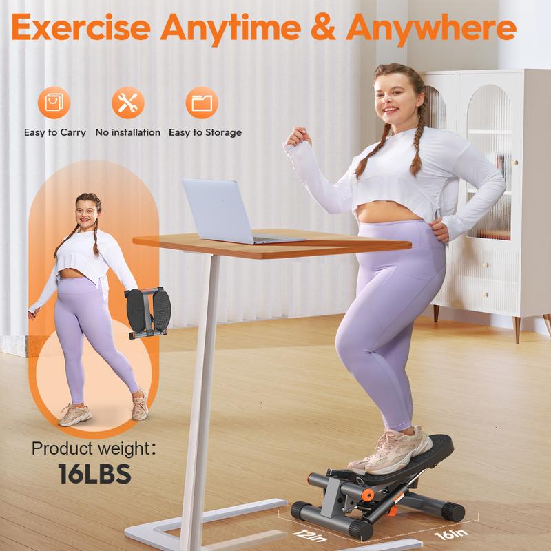 Niceday Steppers for Exercise, Space saving Stair Stepper with Resistance Bands, Mini Stepper for Home And Office Use with 300LBS Loading Capacity, Hydraulic Fitness Stepper with LCD Monitor