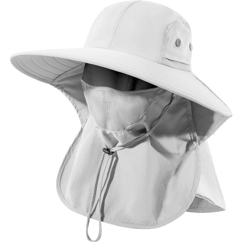 Mens Women Fishing Hat UPF 50+ Wide Brim Sun Hat with Face Cover & Neck Flap