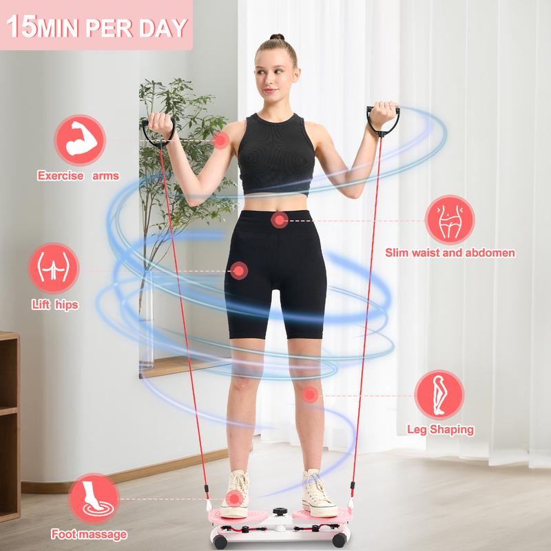 HOTWAVE Waist Twist Machine Women's Waist Exercise Fitness machines Cardio Home Training Equipment Comes with 2 10lb Loop Resistance Bands