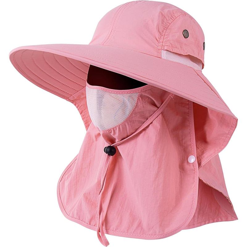 Mens Women Fishing Hat UPF 50+ Wide Brim Sun Hat with Face Cover & Neck Flap