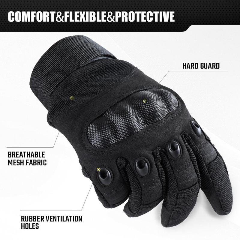 Full Finger Sports Gloves, 1 Pair Touch Screen Hard Knuckle Shell Breathable Sports Gloves Gear for Riding Hiking Combat Working Outdoor, Christmas Gift