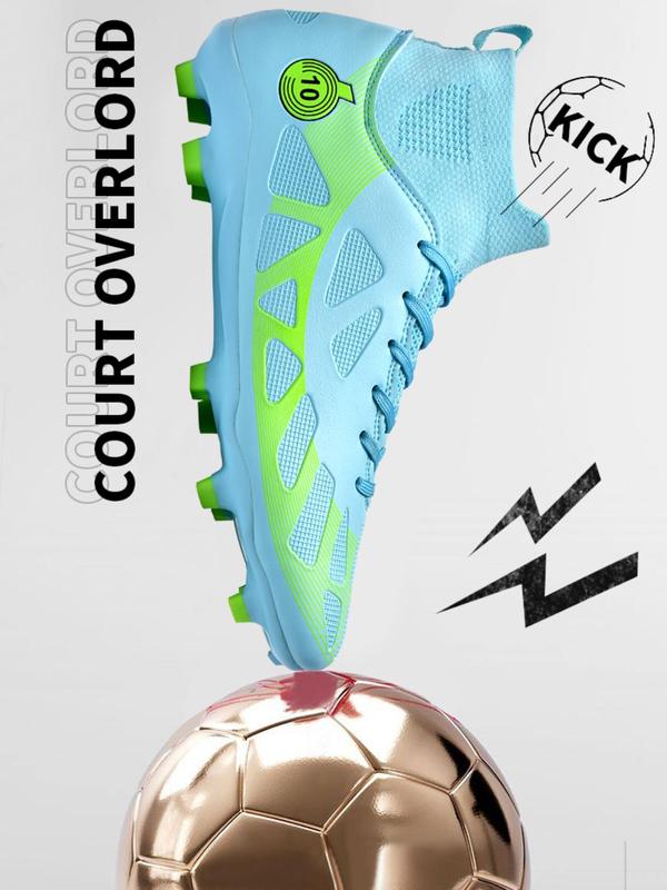 Unisex's Colorblock Lace Up Soccer Shoes, Sporty Breathable Comfortable Football Shoes for Men & Women, Professional Football Cleats for Training & Competition